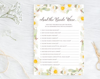 What is the bride wearing game, and the bride wore, Daisy bridal shower, Daisy theme, Spring bridal shower game, daisy wedding shower, BS691