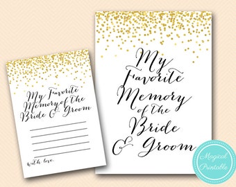 Mon souvenir préféré de la carte et du signe des mariés, Gold Confetti Bridal Shower, Bachelorette, Wedding Shower BS46