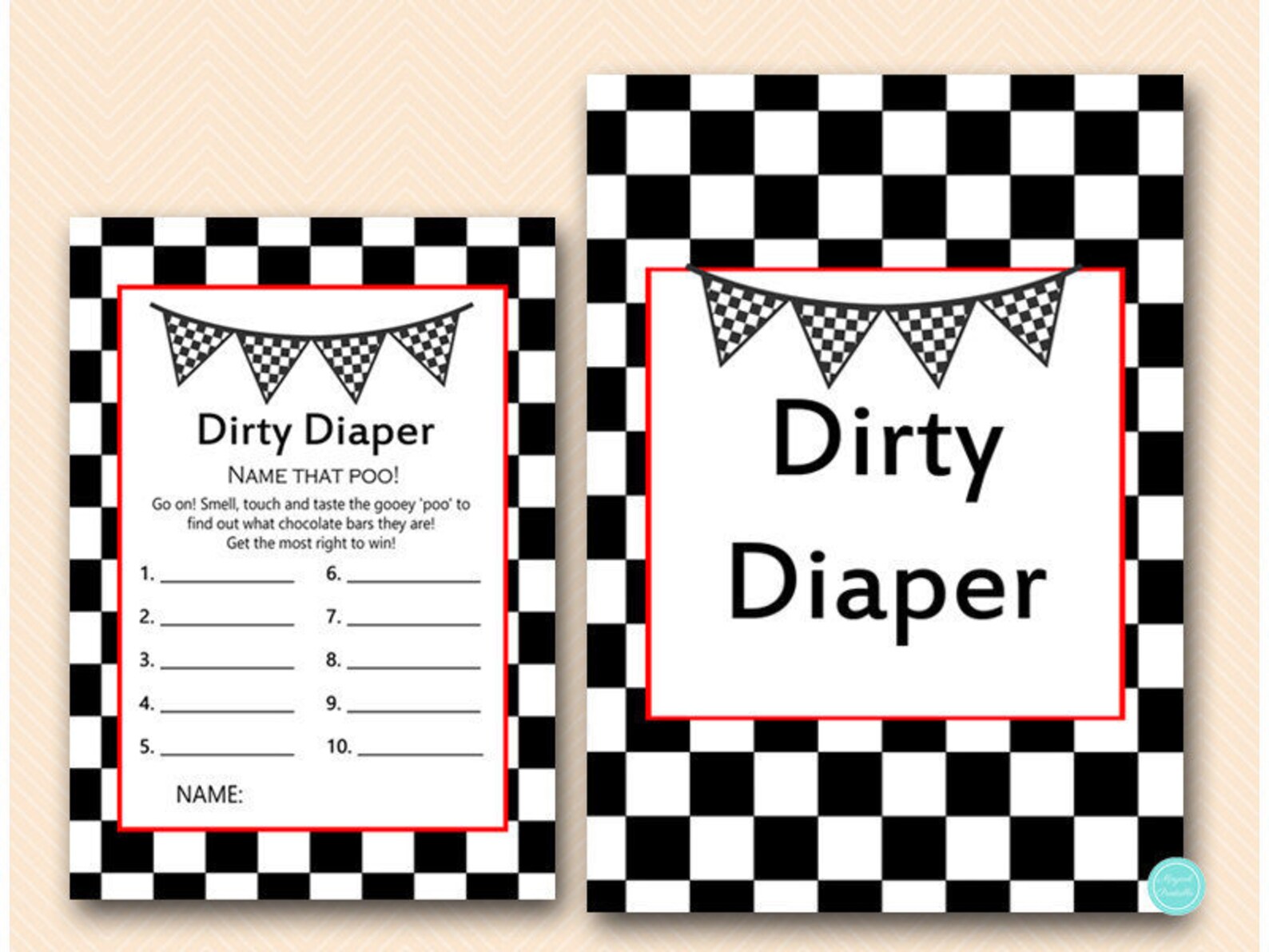 Racing Baby Shower Games Dirty Diaper Game Dirty Diaper Etsy