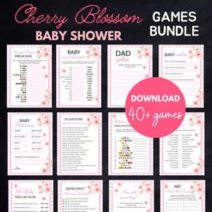Cherry Blossom Baby Shower Games Bundle, Pink Flower Baby Shower, PDF, Japanese Cherry Blossom Baby Shower, Printable Baby Shower, TLC817