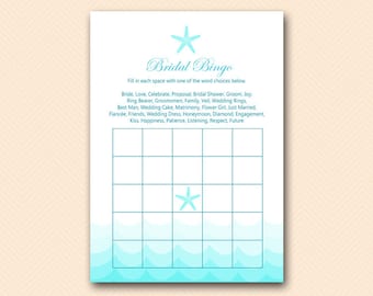 Guests to Pre-fill bridal bingo cards, bridal bingo printable, Beach Bridal Shower, Bachelorette Game BS28
