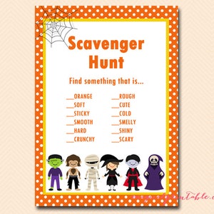 Kids Halloween Scavenger hunt, Halloween Game, Kid&#39;s Game, Halloween Party Games, Halloween Scavenger, Printable Game, Instant Download PT04