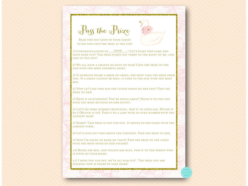 Pink Swan Baby Shower Games Package, Instant Download, baby predictions and advice, Baby Shower Game Download, Baby Shower Activities TLC627 image 4
