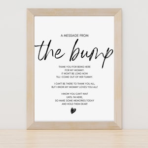 Message du signe de bosse, modèle de douche de bébé minimaliste, Baby Shower imprimable, téléchargement immédiat, signe de douche de bébé minimaliste TLC721
