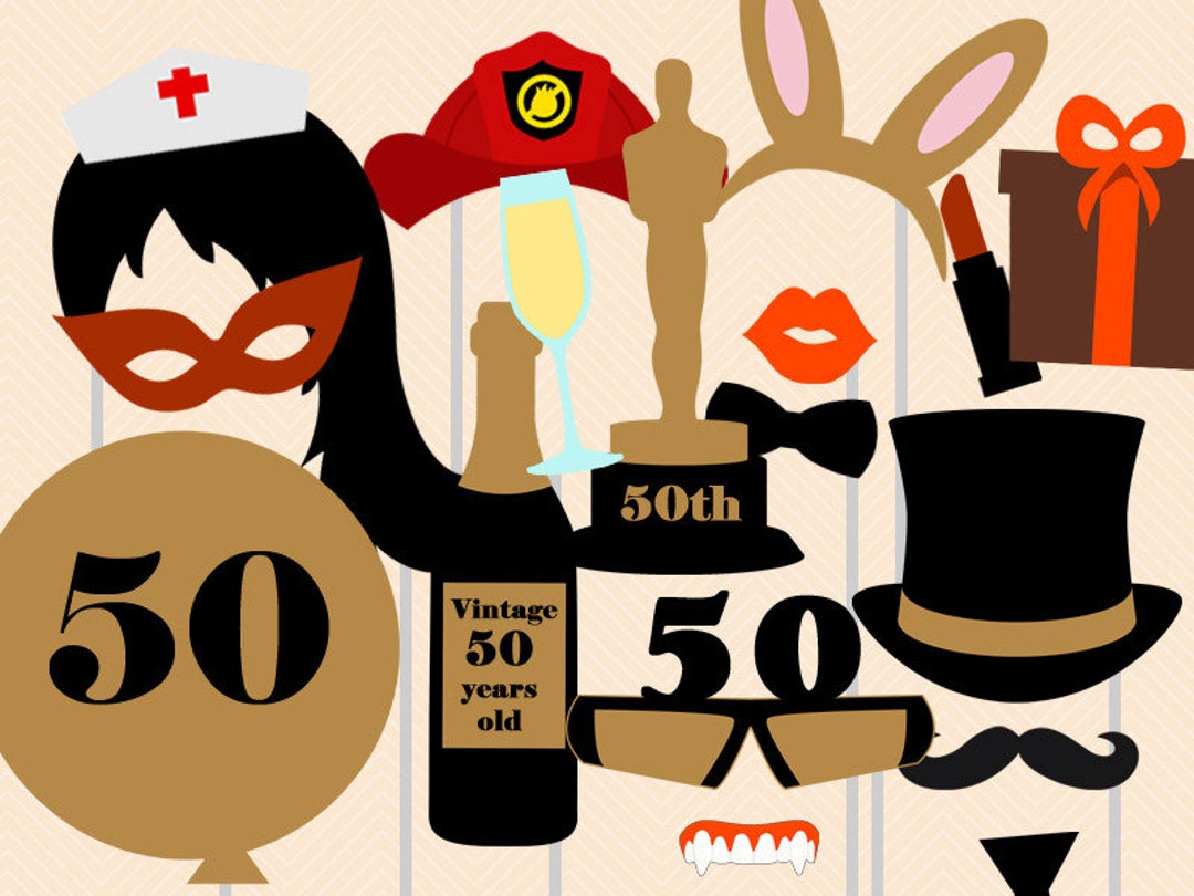 Print Yourself 50th Birthday Party Photo Booth Party Props - Etsy