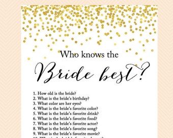 Wie kent de bruid het beste, hoe goed ken jij het bruidspel, bruidsquiz, gouden confetti-vrijgezellenfeest, vrijgezellenfeest, huwelijksdouche BS46