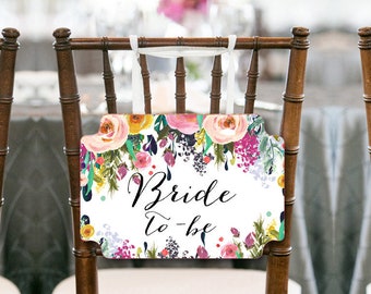 Garden Bride to be Chair Banner, Bridal Shower Decorations, Bridal Shower Chair Banner, Bride To Be Sign. Printable Chair Sign BS138