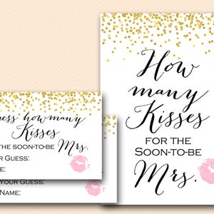 Gold How many kisses for Soon to be Mrs, guess how many kisses, how many kisses Bachelorette, how many kisses in the jar, BS46 BS472 dd