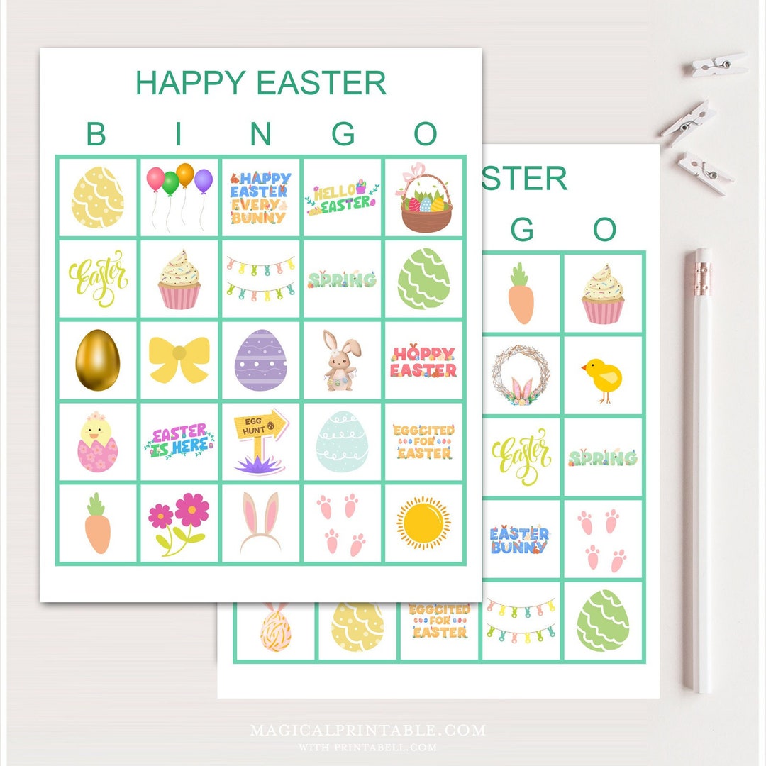 100x Easter Bingo Cards Printable Easter Bingo Easter Party