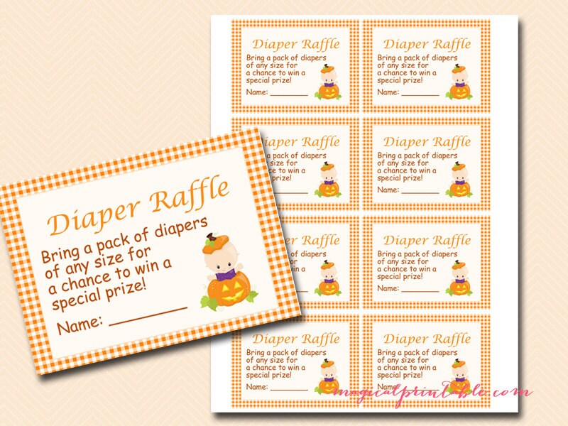 Diaper Raffle Sign and Cards, Diaper Raffle Tickets, Little Pumpkin ...