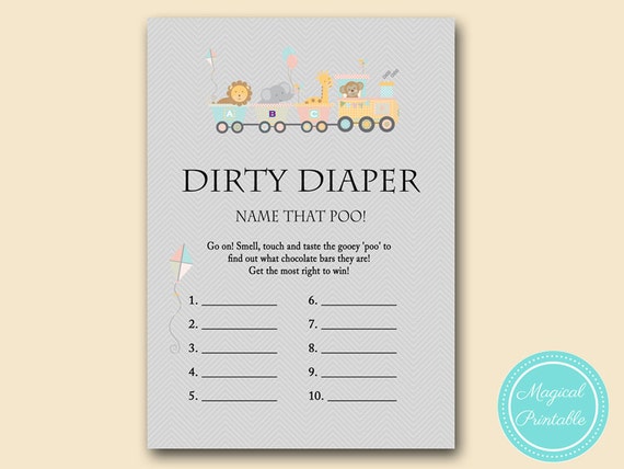 Dirty Diaper Name That Poo Melted Chocolate Game Jungle Baby Shower Games Safari Animal Zoo Animal Baby Shower Games Carnival Tlc54 By Magical Printable Catch My Party