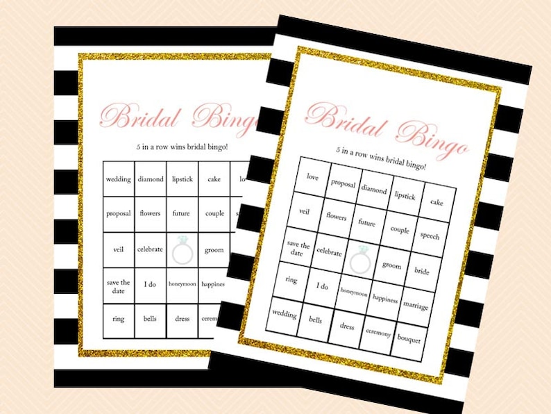 Printable Bridal Shower Game Black and White Stripes Pink Etsy