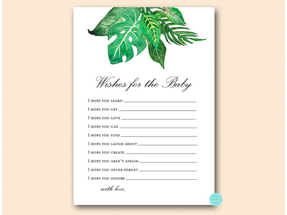 Tropical Jungle Wishes for Baby Cards Wishes for Baby Wishes | Etsy