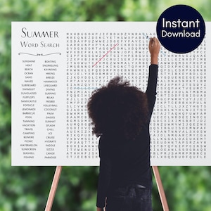 Giant Summer Word Search, Summer Party Game, Printable Summer Word Search, Large word Search, Summer Break, Giant Word Search, TLC727