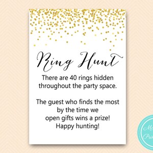Gold Ring Hunt, Gold Bachelorette Game, Bridal Shower Games, Ring Hunt Game, Look for Rings, Ring Game, Hen Party Game, Ring Hunt BS46 BP46