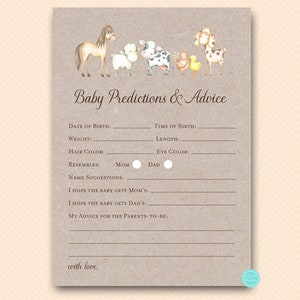 Prédictions et conseils pour bébé à la ferme imprimables, prédictions pour bébé, prédictions pour bébé, jeux de douche de bébé, activités de douche de bébé à la ferme TLC644