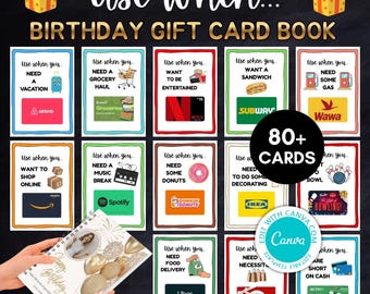 Editable Birthday Gift Card Pages, PDF, Unique Birthday Gift Cards, Gift Card Holder, Gift for Student BP844