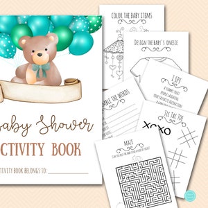 Nombre personalizado Baby Shower Kids Activity Book Colorear, Baby Shower Colorear, Juegos de baby shower para niños, Imprimible, Mesa para niños, TLC662 TLC709