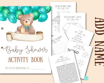 Custom Name Baby Shower Kids Activity Book Coloring, Baby Shower Coloring, Baby Shower Games for kids, Printable, Kids table, TLC662 TLC709