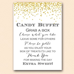 Gold Candy Buffet Sign, Candy Bar Sign, Grab a box of treat sign, please take one Sign, Sweet Table, Shower Decoration sign, BS46 SN32 ds