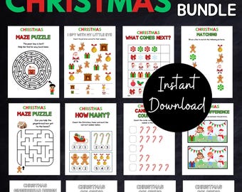 Pacote de jogos de Natal para imprimir, atividades de Natal, jogos para festa de Natal, jogos de Natal para crianças, adultos, download instantâneo, BP812