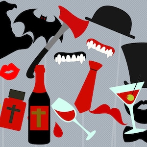 Print Yourself Vampire, Dracula, Halloween Photo Booth Party Props