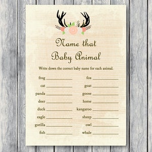 Baby Animal Game, Name that baby animal game for Baby Shower, Rustic Baby Shower Games Printable, Country Baby Shower Games TLC21