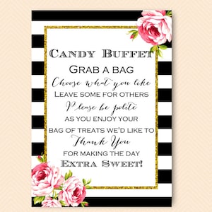 Black and Gold Candy Buffet Sign, Candy Bar Sign, Grab a treat sign, please take one Sign, Sweet Table, Shower Decoration sign, BS10 BS10B