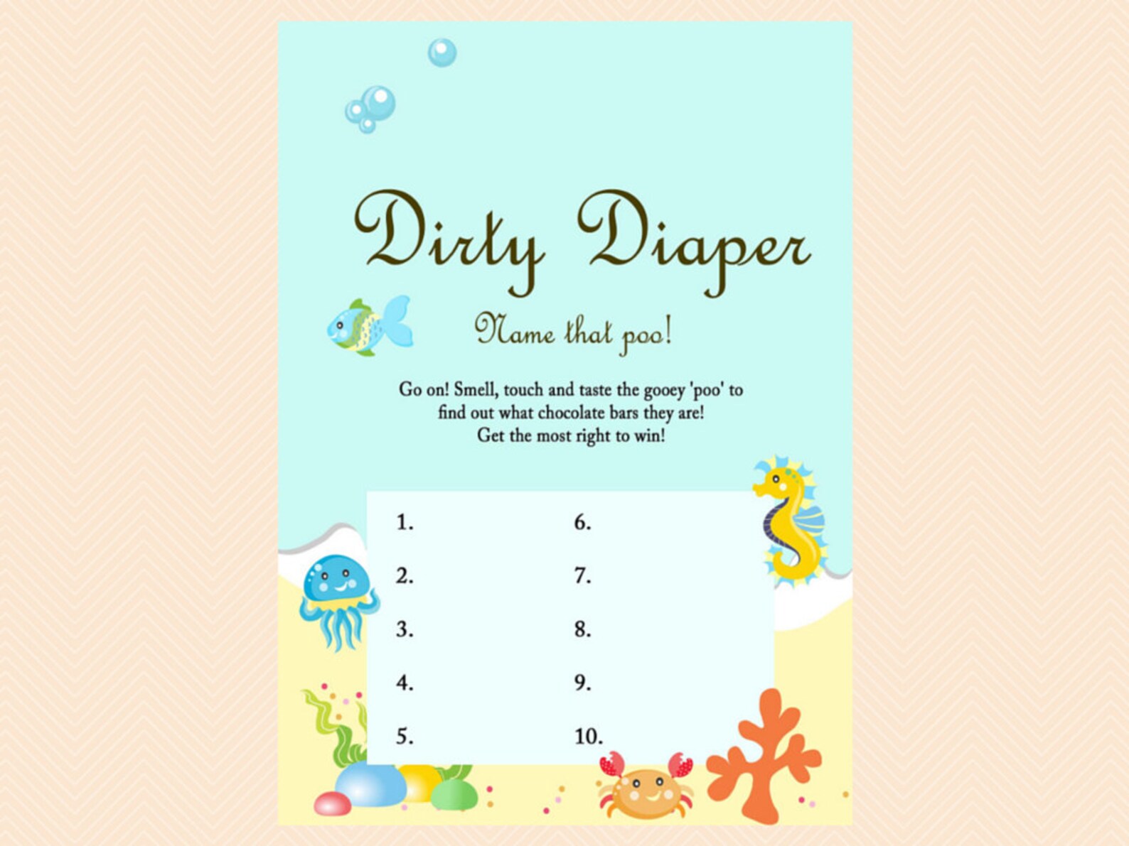 Dirty Diaper Game Name That Poo Chocolate Bar Game Beach - Etsy