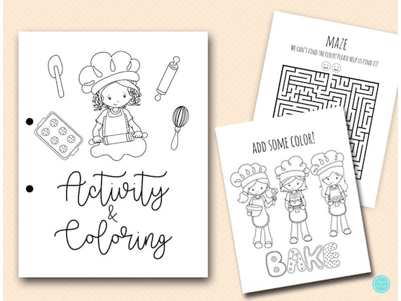 Baking Coloring and Activities book Pages, Instant Download File, Kids Fun Book, Baking Birthday Party Gift, Unicorn Coloring Book BP669d Il_570xn