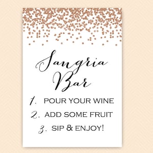 Rose Gold Sangria Sign, Wine Bar Sign, Bubbly Bar Sign, Mimosa Sign, Wine Bar Sign, Wine Sign, Rose Gold Glitter Mimosa Bar BS155