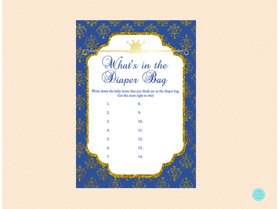 Royal Prince Baby Shower Games Instant Download Printable | Etsy