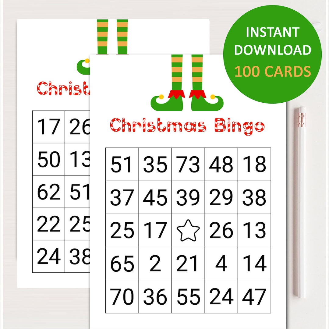 100x christmas bingo cards, printable christmas bingo, christmas