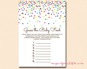 Guess the baby food game, baby food flavor game, baby sprinkle, Baby Shower Games Printable, Baby Shower Activities, TLC108