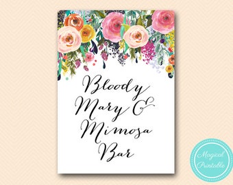 Bloody mary and mimosa bar sign, sign Bridal, Wedding Signage, Wedding Sign Printable, Romantic Floral Bridal Shower BS138 SN34 TLC140 BP138