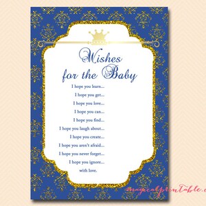 Wishes for baby boy card, wishes card, Prince Baby Boy, Royal Prince Baby Shower Games Printable, Baby Shower TLC109