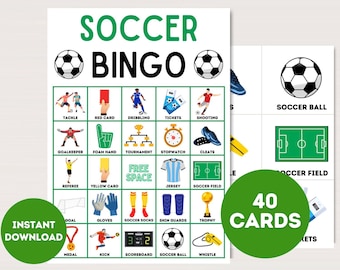 サッカー ビンゴ カード、印刷可能なサッカー ビンゴ、サッカー ビンゴのダウンロード、サッカー パーティー ゲーム、サッカー ゲーム、サッカー パーティー、フットボール パーティー、bs701