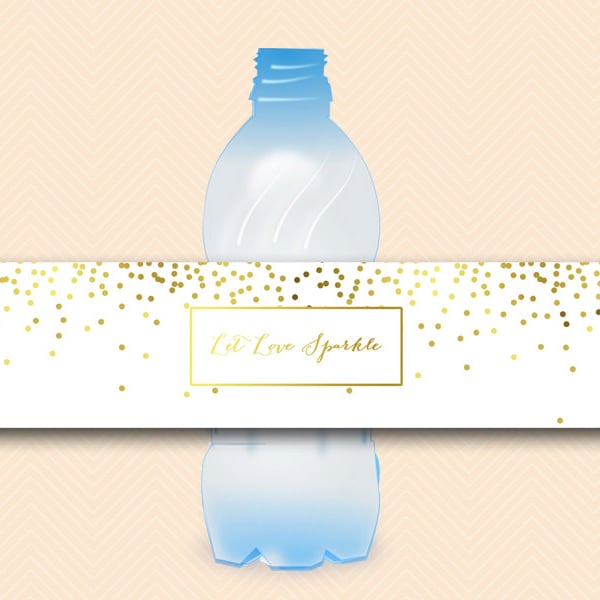 Gold Dots Bridal Shower Bottle Label, Water Bottle Labels, Let Love Sparkle Bridal Shower Decoration Bottle Labels BS472B bs472N TLC472 ds