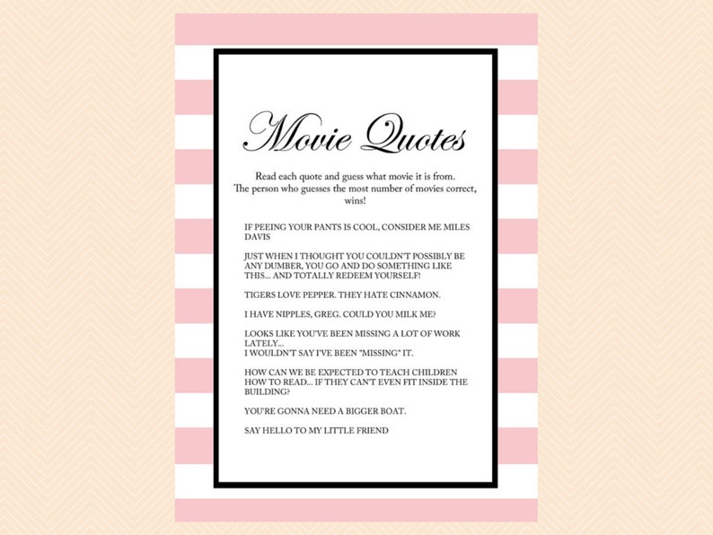 Movie Quotes Game Famous Quotes Quotes From Movie Printable Etsy Movie Quotes Game Famous Quotes Quotes From Movie Printable Etsy