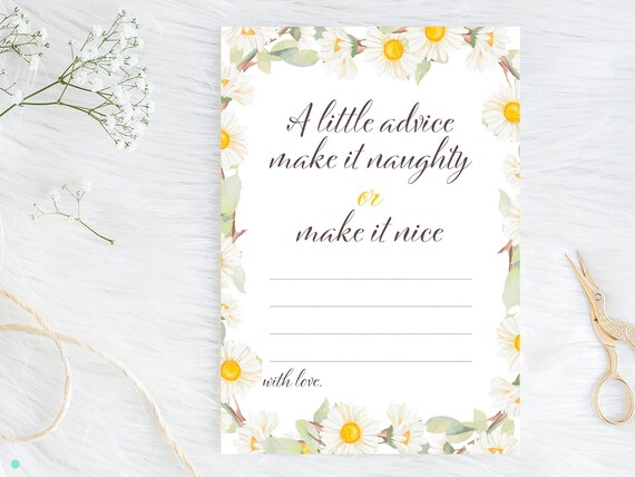 Advice for bride, naughty or nice advice card, Daisy bridal shower, Daisy theme, Spring bridal shower game, daisy wedding shower, BS691 Il_570xn