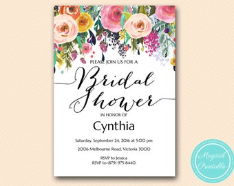 Floral Bridal Shower Invitation, Baby Shower Invitation, Floral Chic, Personalized Printable Invitation BS138 SN34 TLC140 bs402 tlc402 BP138