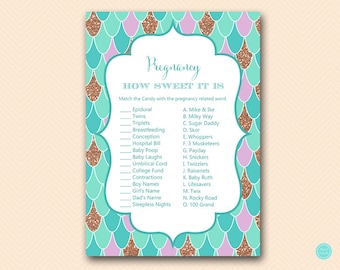 Mermaid Baby Shower Games, How sweet it is, Baby Shower Candy Game, Baby Shower Games, Shower Activities, Baby Shower Game Printable TLC516