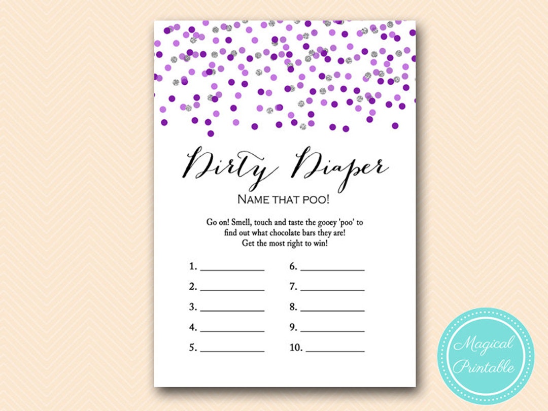 Dirty Diaper, Name That Poo, Chocolate Bar Game, Guess the Sweet Mess ...