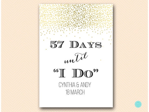 Gold Bridal Shower Decorations, Days until Wedding, Count Down to Wedding Sign, Bridal Shower Sign, bridal shower decoration BS472B ds Il_570xn