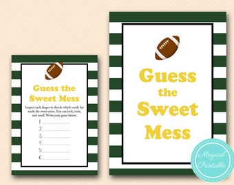 Football Sweet Mess, Guess the Sweet Mess, Dirty Diaper, Chocolate Bar Game, Football Baby Shower Game, Sports Baby Shower Games TLC409