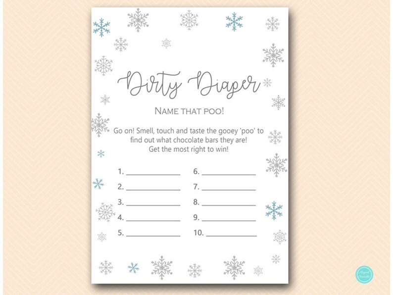 Winter Baby Shower Games Dirty Diaper Game Dirty Diaper Etsy