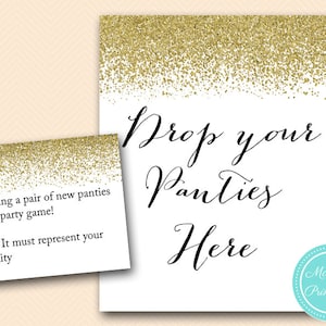 Guess the Höschen, Guess the Undies, Höschen bringen, Gold Glitter Flakes Bridal Shower Spiele, Bachelorette Spiele, Wedding Shower BS88