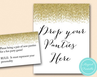 Guess the Panties, Guess the Undies, bring panties, Gold Glitter Flakes Bridal Shower Games, bachelorette Games, Wedding Shower BS88