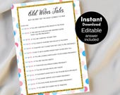 Old Wives Tales, Baby shower old wives tales, Gender prediction, Boy or Girl, Gender Reveal Games, Printable, Baby Shower Activities TLC430R