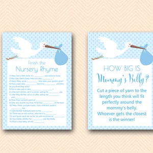 Blue Stork Baby Shower Game Pack, Stork Baby Shower Game Printables, Instant Download, Blue Stork Baby Shower Game Printable TLC458B image 5